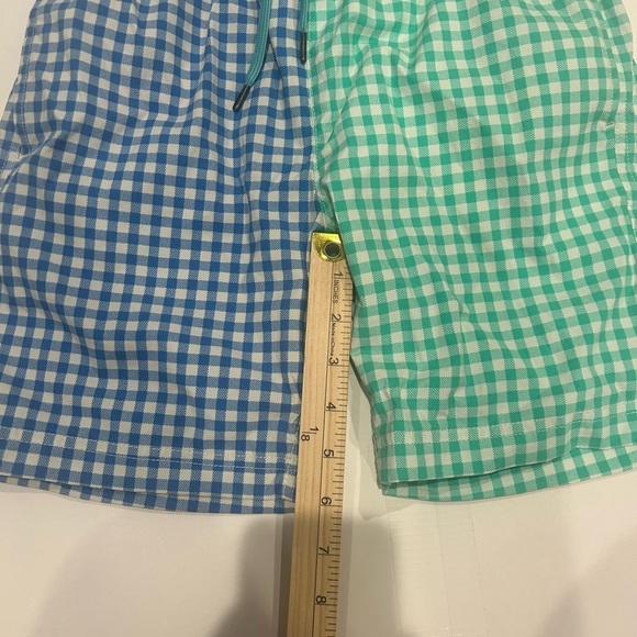 Crewcuts Swim Trunks Boys 12 Lined Gingham Green Blue Beach Ocean - Picture 10 of 12